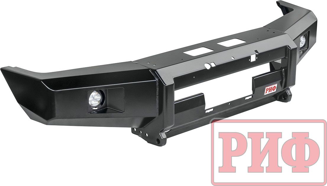 Бампер силовой РИФ передний без доп. фарами под штатную лебедку и расширители для Toyota Land Cruiser 76 2007-2026. Артикул RIF076-12356