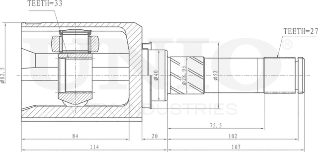 ШРУС внутренний (Unio). Артикул CVJ-30034