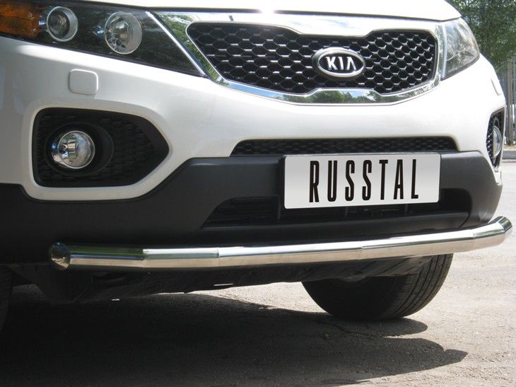 Защита RusStal переднего бампера d70 (секции) для Kia Sorento II 2009-2012. Артикул KNZ-000002
