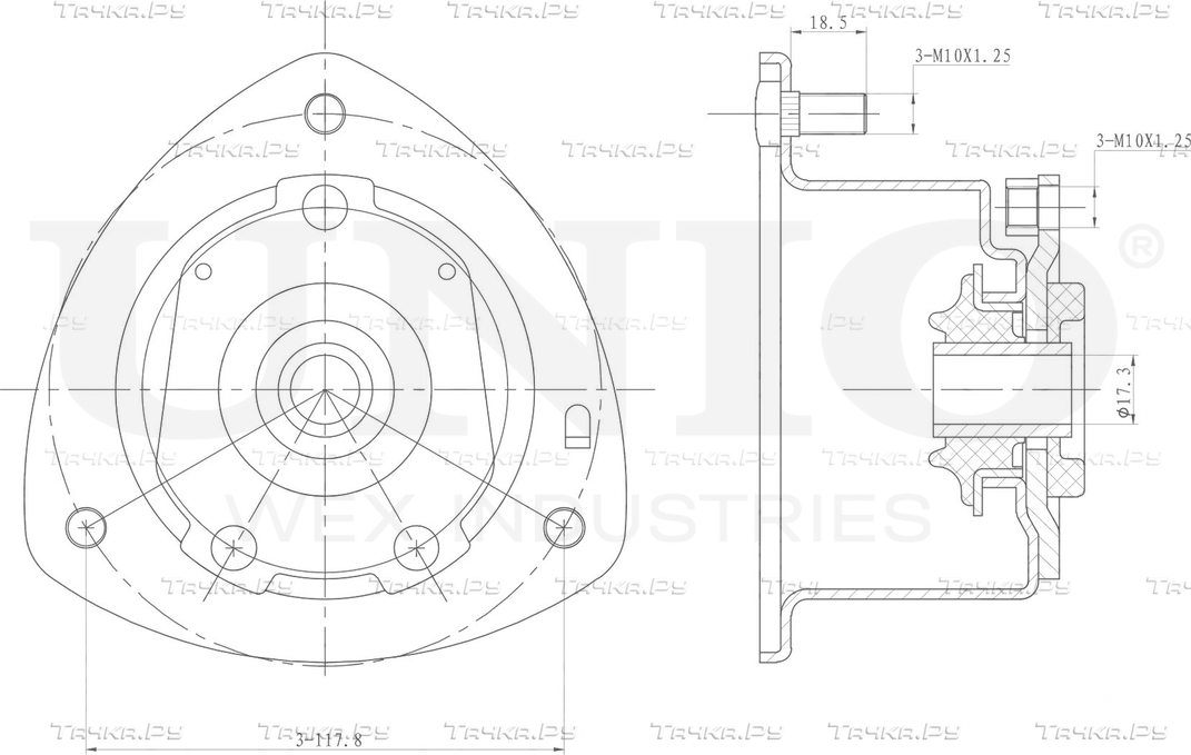 Опора амортизационной стойки (Unio). Артикул RMP-13034
