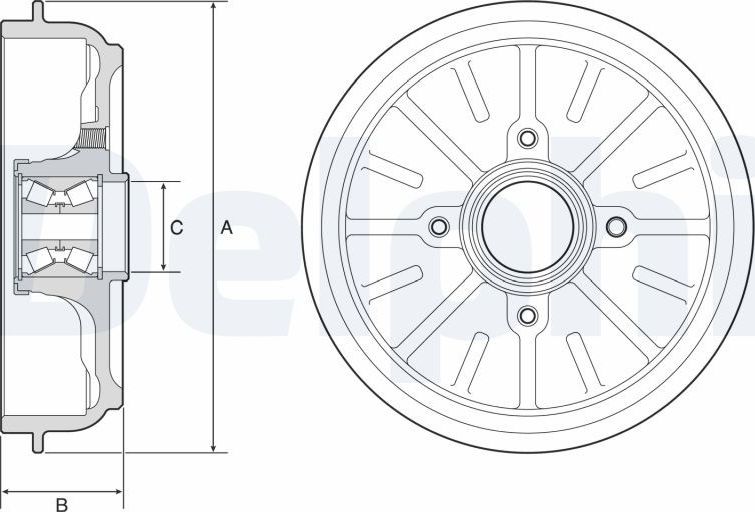 Тормозной барабан Delphi. Артикул BFR576