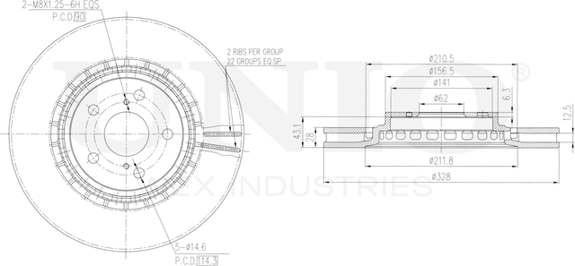 Диск тормозной (Unio). Артикул BRD-20095