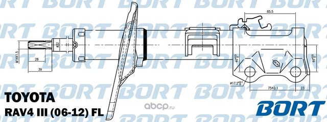 СТОЙКА АМОРТИЗАЦИОННАЯ ГАЗОМАСЛЯНАЯ ПЕРЕДНЯЯ ЛЕВА (Bort). Артикул G22250118L