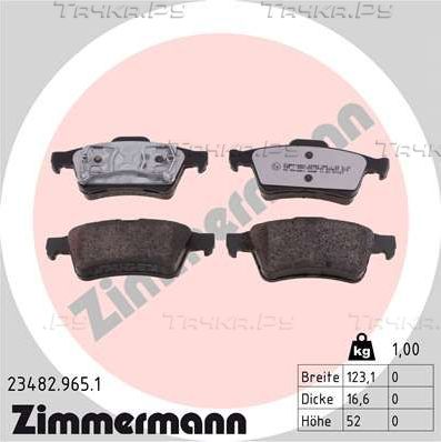 Тормозные колодки Zimmermann rd:z задние для Renault Espace IV 2002-2015. Артикул 23482.965.1
