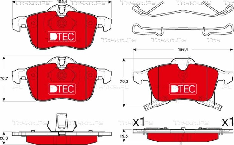 Тормозные колодки TRW DTEC COTEC передние для Opel Astra H 2004-2014. Артикул GDB1668DTE