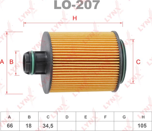 Масляный фильтр LYNXauto для Alfa Romeo 159 2008-2012. Артикул LO-207