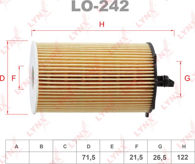 Масляный фильтр LYNXauto. Артикул LO-242
