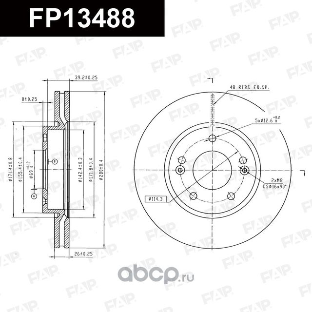 ТОРМОЗНОЙ ДИСК (FAP). Артикул FP13488