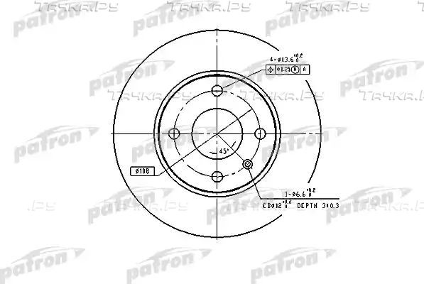 Тормозной диск Patron передний для Ford Sierra I 1982-1993. Артикул PBD1655