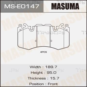 Тормозные колодки Masuma передние для Land Rover Range Rover III 2010-2012. Артикул MS-E0147