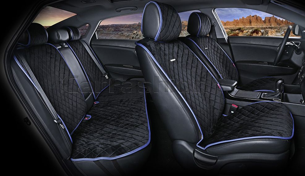 Накидки универсальные CarFashion California Plus для авто, цвет Черный/Синий/Синий. Артикул 22415