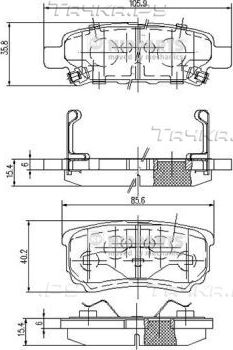 Тормозные колодки Nipparts задние для Dodge Caliber I 2006-2013. Артикул N3615015