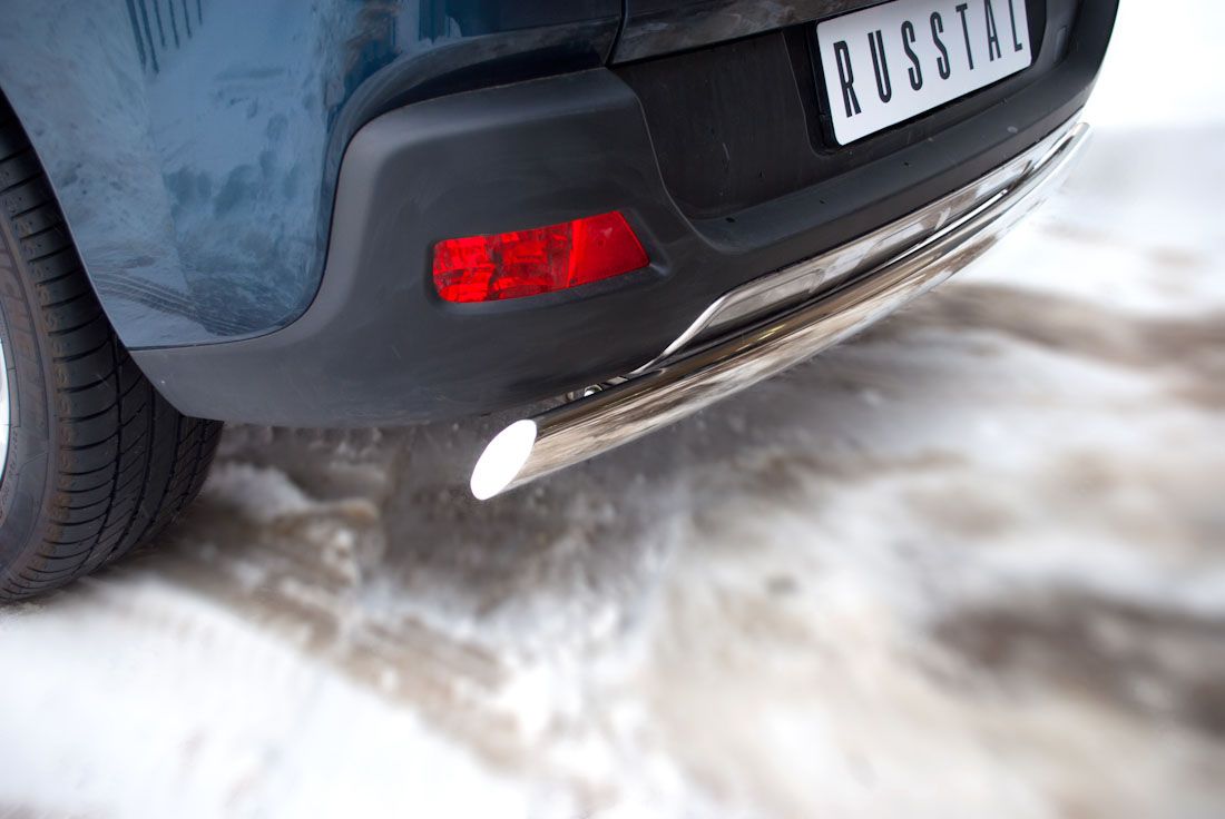 Защита RusStal заднего бампера d75х42 овал (дуга) для Peugeot 3008 2009-2026. Артикул P38Z-000432