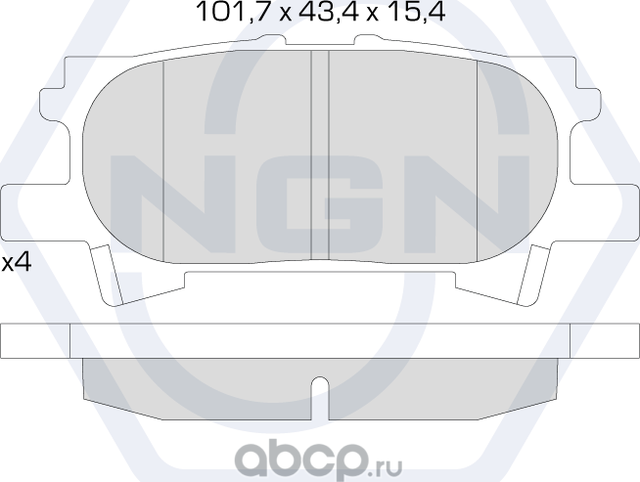 Колодки тормозные керамические, задние (NGN). Артикул 3501914