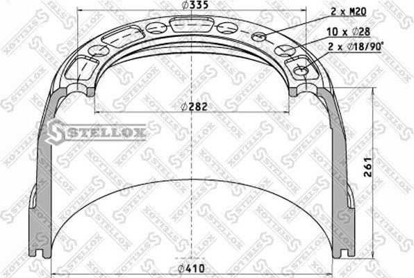 Тормозной барабан Stellox задний для Volvo  FMX 1998-2005. Артикул 85-00075-SX