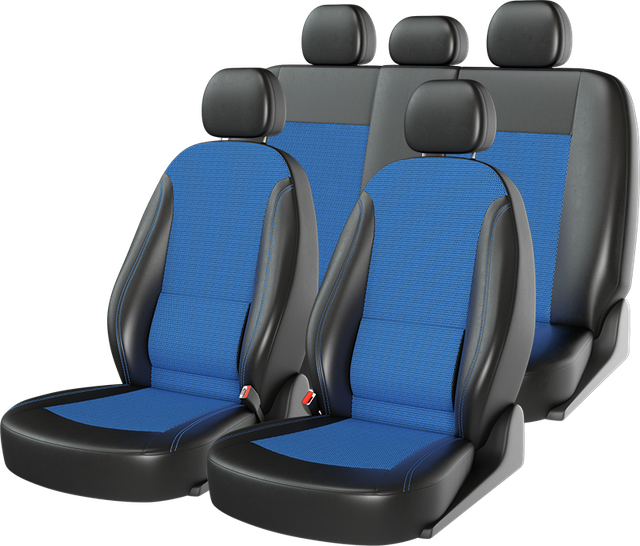 Чехлы универсальные CarFashion Atom Comfort на сидения авто, цвет Черный/Синий/Синий. Артикул 10963