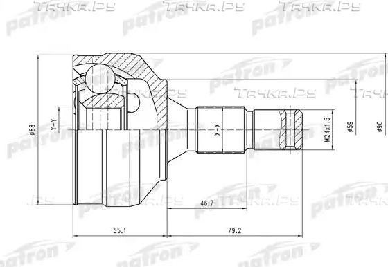Шрус наружный (граната) Patron для Peugeot 307 I 2000-2009. Артикул PCV1455