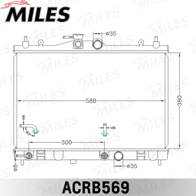 Радиатор охлаждения двигателя Miles (алюминий). Артикул ACRB569