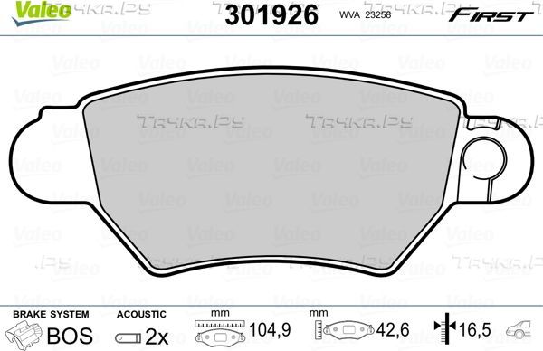 Тормозные колодки Valeo First задние для Opel Astra G 1998-2005. Артикул 301926