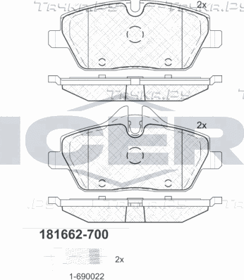 Тормозные колодки Icer передние для BMW 2 Active Tourer F45 2014-2018. Артикул 181662-700