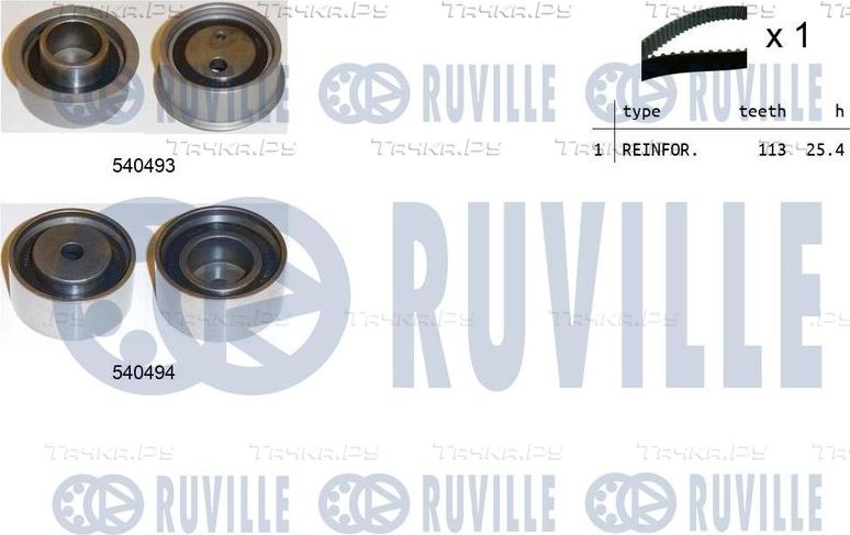 Ремень ГРМ с роликами (комплект) Ruville для Hyundai Coupe I (RD) 1996-2002. Артикул 550359