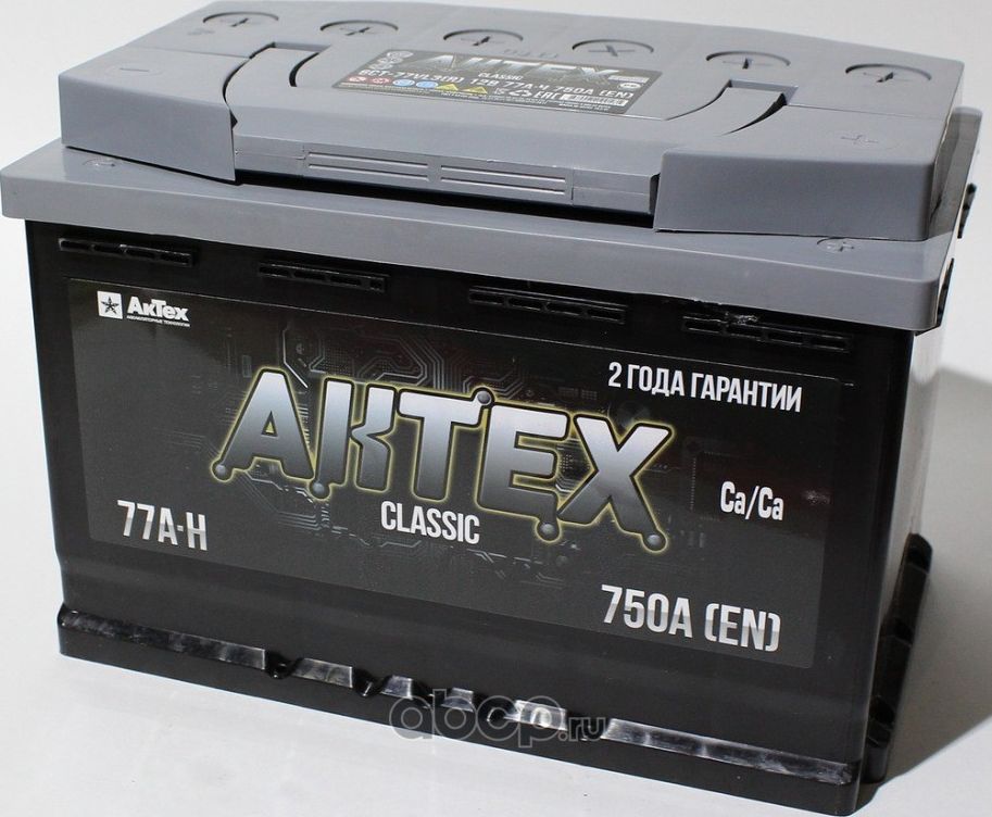 аккумулятор АКТЕХ CLASSIC 77 А/ч 750A обр. п. (278х175х190) (Aktex). Артикул ATC773R