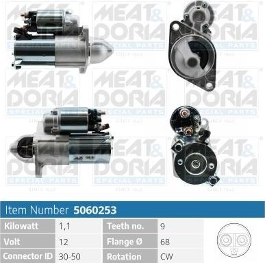 Стартер Meat & Doria для Chevrolet Cruze I 2009-2015. Артикул 5060253