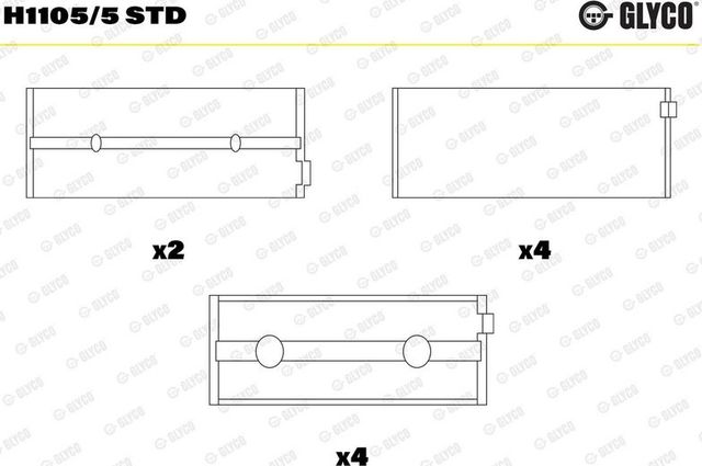 Вкладыши коренные Glyco для Mazda 121 III 1996-2003. Артикул H1105/5 STD