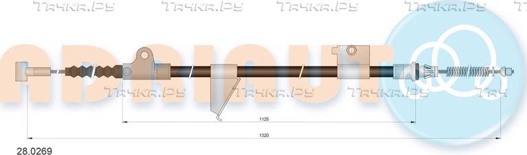 Трос ручника (тросик ручного тормоза) Adriauto. Артикул 28.0269