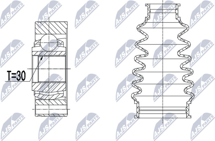 Полуось (привод в сборе, приводной вал) NTY. Артикул NPW-ME-078