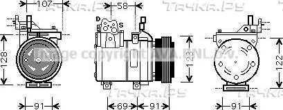 Компрессор кондиционера AVA для Kia Sportage II 2007-2007. Артикул HYAK161