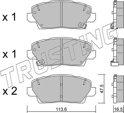 Тормозные колодки Trusting передние для Kia Picanto III 2017-2026. Артикул 1302.0