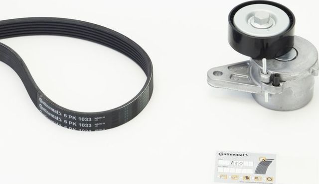 Приводной ремень поликлиновой с роликами (комплект) ContiTech для Audi Q2 I 2016-2026. Артикул 6PK1033K1
