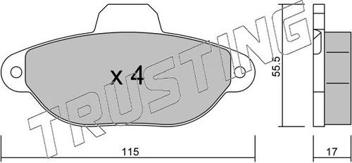 Тормозные колодки Trusting передние для Zastava 10 2005-2008. Артикул 162.1