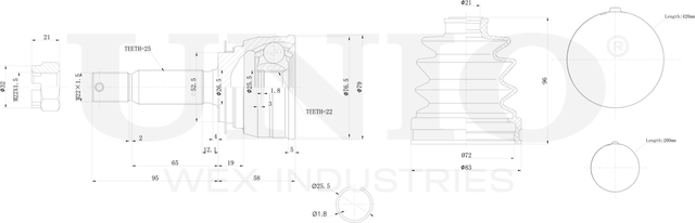ШРУС наружный (Unio). Артикул CVJ-20019