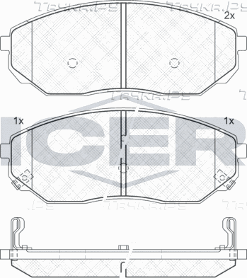 Тормозные колодки Icer передние для Kia Sorento I 2002-2011. Артикул 181606