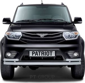 Защита PT Group переднего бампера двойная с углами d=63/51 мм ИСКРА (ППК) для УАЗ Patriot I рестайлинг 2014-2025. Артикул UZP-14-330206.11