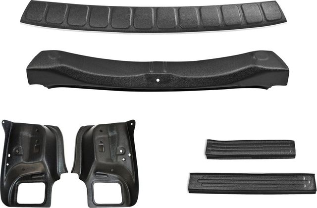 Защитный комплект №1 Русская Артель (накладки на пороги дверей, задний бампер, порожек багажника и обшивка задних фонарей) для Renault Logan II 2013-2026. Артикул ZKR-187502