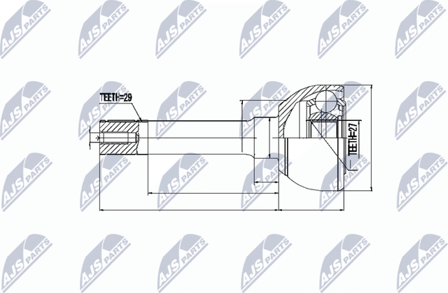Шрус внутренний (граната) NTY передний для Nissan Patrol Y60 1986-1995. Артикул NPZ-NS-010
