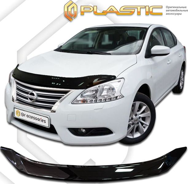Дефлектор СА Пластик для капота (Classic черный) Nissan Sentra B17 2012-2026. Артикул 2010010110925
