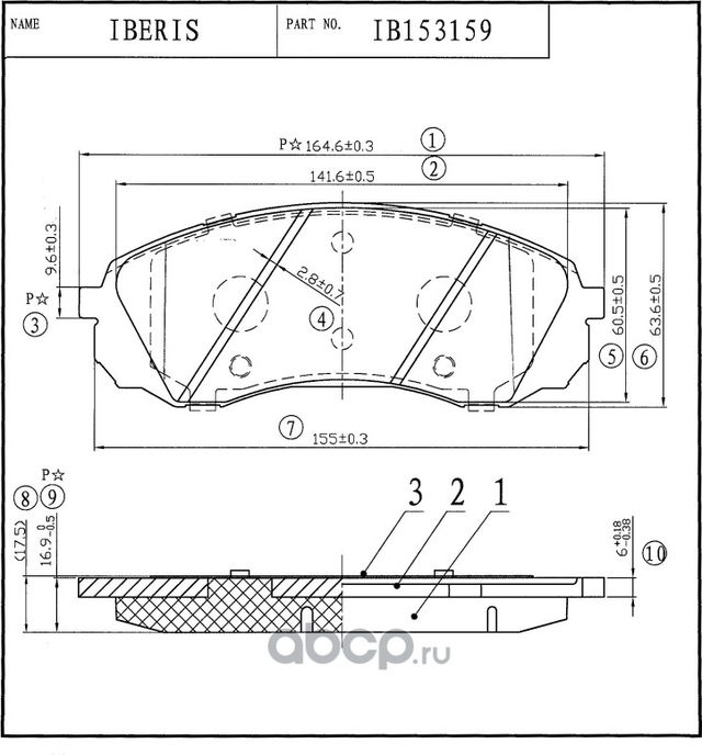 КОЛОДКИ ТОРМ.ПЕРЕД., К-Т HYUNDAI STAREX/H1 (Iberis). Артикул IB153159