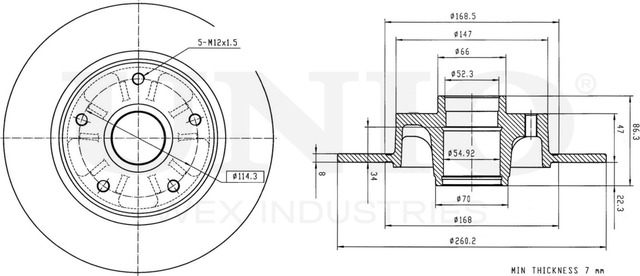 Диск тормозной (Unio). Артикул BRD-20122
