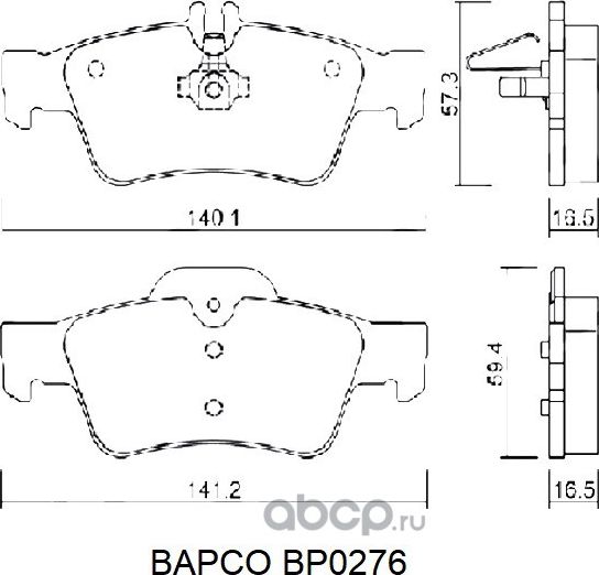 Колодки тормозные дисковые BP0276 задние, комплект, (Bapco) Bapco. Артикул BP0276