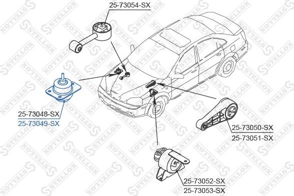 Подушка (опора) двигателя Stellox передняя правая для Chevrolet Lacetti 2005-2013. Артикул 25-73049-SX