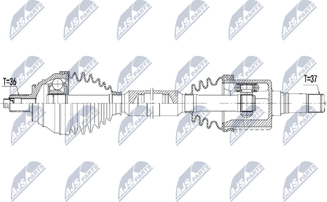 Полуось (привод в сборе, приводной вал) NTY передняя правая для Audi TT III (8S) 2016-2026. Артикул NPW-VW-083