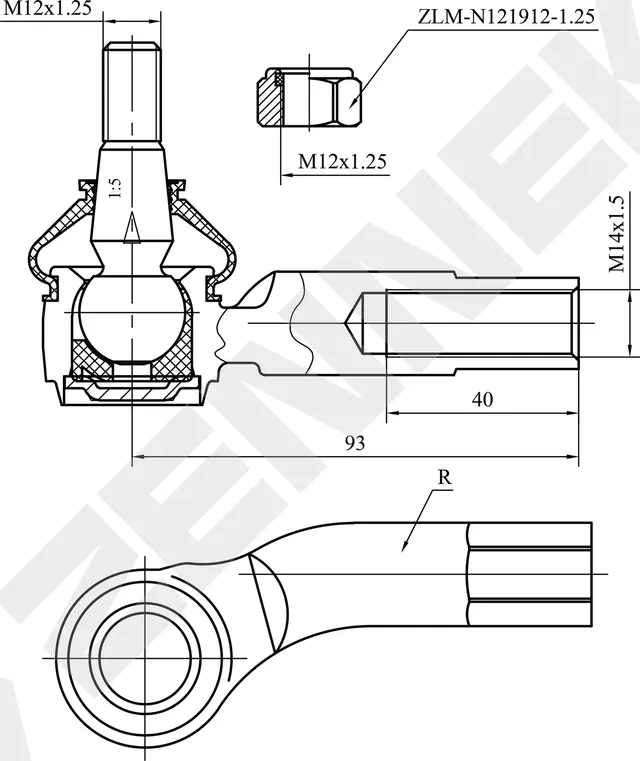 Наконечник рулевой левый SKODA FABIA 99 (Zennek). Артикул DTE0053