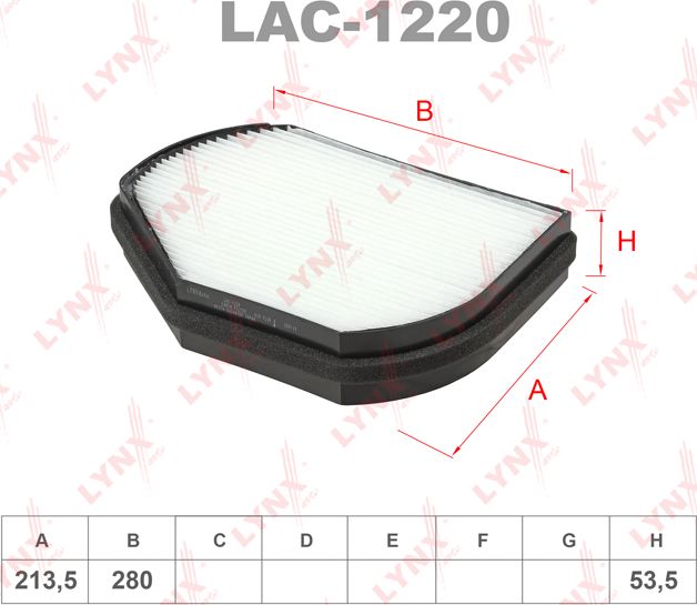 Салонный фильтр LYNXauto. Артикул LAC-1220