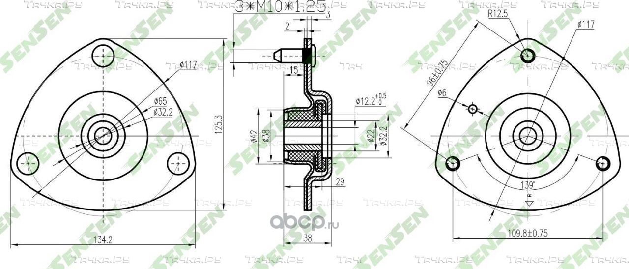 ОПОРА ВЕРХНЯЯ ПЕРЕДНЕГО АМОРТИЗАТОРА HONDA CIVIC/ CR-V (2003-) (Sensen). Артикул M61194