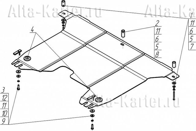 Защита Мотодор для картера двигателя, КПП Kia Ceed II рестайлинг 2015-2018. Артикул 61009