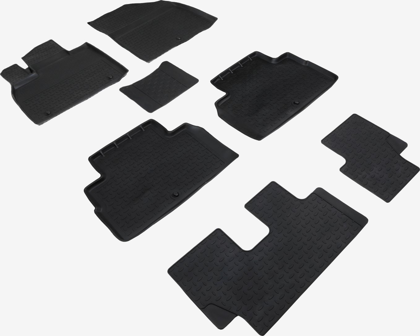 Коврики резиновые Seintex с высоким бортиком для салона Hyundai Palisade I 2018-2026. Артикул 95957